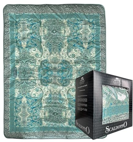 Caleffi Manta de invierno Bel Mond de 130 x 170 cm – Edredón acolchado 250 g/m² de 100% algodón – Fabricado en Italia – Suave e hipoalergénico – Anís