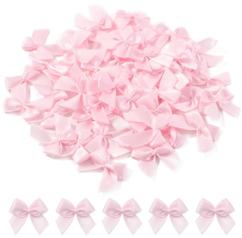 Ruispeed 50 Pezzi Mini Fiocchi Satinati Rosa 2,5 cm, Piccoli Fiocchi Decorativi per Fai-da-Te, Fermagli per Capelli, mollette, Matrimoni, Decorazione scatole Regalo, Accessori
