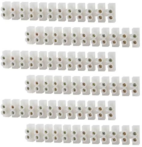 6 Pack Terminal Block, 12-Position Dual Row Terminal Strip Screw Terminal Electric Barrier Block for Small Home Projects and Electrical 10Amp 360V