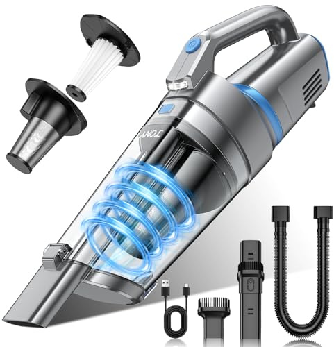 JONYJ Handheld Vacuum Cordless, 16000PA Strong Suction Hand Held Car Vacuum Cleaner, Portable Hand Vacuum Rechargeable with Multi-Nozzles & LED Light for Home, Car, Office, Pets
