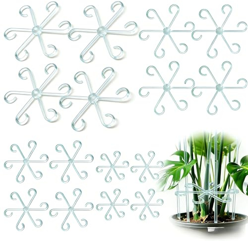 Amazleer 16 soportes para tallos de plantas, estacas de soporte para plantas de interior trepadoras, enrejado de plantas de plástico, clips de fijación de jardín para orquídea hortensia Monstera