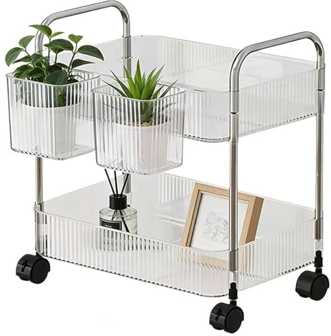 Chariot Utilitaire Avec Roulettes – Organiseur Roulant En Acrylique À Plusieurs Niveaux, Chariot De Rangement Mobile | Étagères Roulantes Pour Cuisine, Bureau, Salle D'artisanat, Chambre À Coucher, Ma