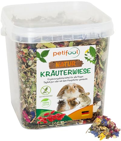 petifool Nager-Ergänzungsfutter Kräuterwiese, natürliches und gesundes Kaninchenfutter, 1er Pack (1 x 380 g)