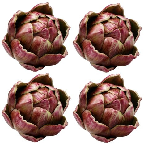 3.5 , Artichaut artificiel, Légumes artificiels, Fausse fleur en plastique, Fleur en polyéthylène, Décoration d'intérieur, Arrangement floral, Décoration de Noël, Centre de table, 4 pièces (rouge)