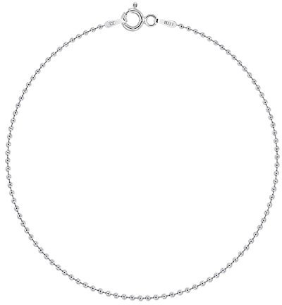 Planetys - Chaîne de Cheville Argent 925/1000 Rhodié Maille Boule 1 mm