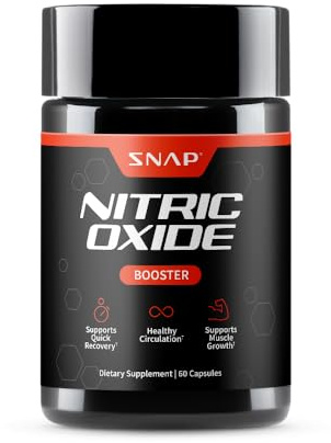 Snap Supplements Nitric Oxide Supplement with L-Arginine to Support Energy, Quick Recovery, Heart Health, Muscle Growth & Circulation, 60 Vegetarian Capsules (1 Month Supply)