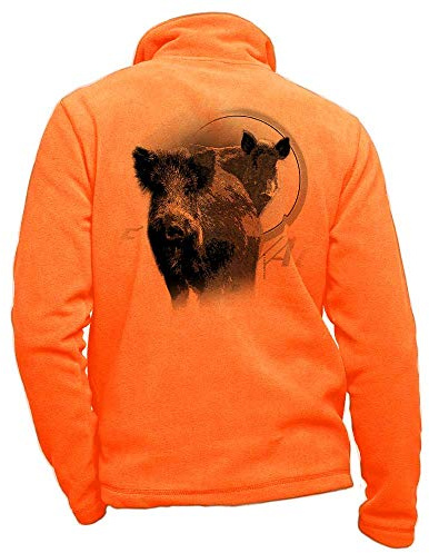 Pets-easy Veste Chasse Polaire Orange personnalisé avec Un Sanglier - vêtement Chasse Taille M
