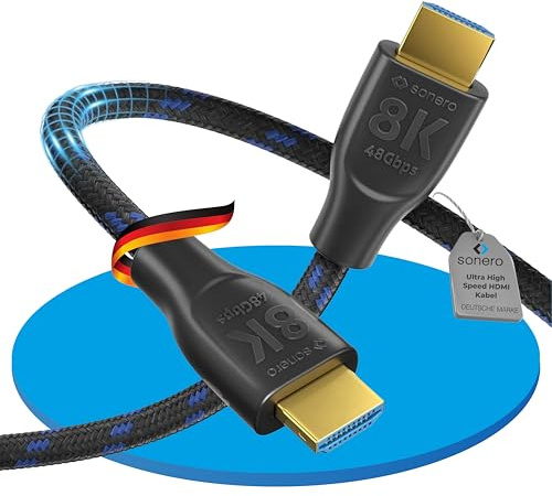 D.RECT S-7 stiftpenna trekantig, minjocklek: 0,7 mm 8K HDMI kabel med nylonskärm 1,0m