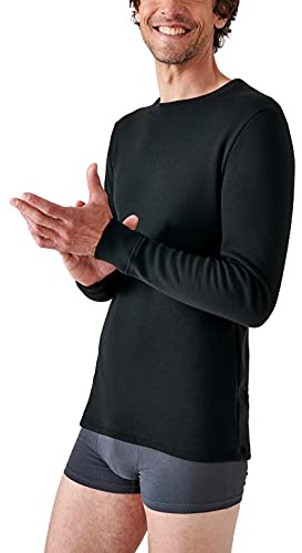 Damart - T-Shirt Thermolactyl Manches Longues, Molleton Gratté, Homme, Noir, Taille XL