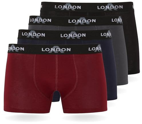 FM London Pacchetto da 4/8 Mutande Uomo, Boxer Uomo Cotone, Aderenti e Confortevoli per l'Uso Quotidiano, Colori classici scuri (4 pezzi), M