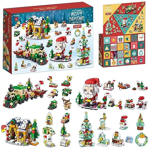 ALiquid Adventskalender 2023, 24 Weihnachtsbaum Klemmbausteine Set, Weihnachten Bausatz, Bausteine Kompatibel mit Lego (8887)
