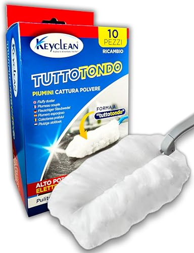 IPEA 10x Piumini Cattura Polvere - 10 Ricambi Universali Compatibili - modello TUTTO TONDO 360° - Catturpolvere in Microfibra per Rimuovere Sporco e Polvere Casa - Duster - Ricarica Spolverino