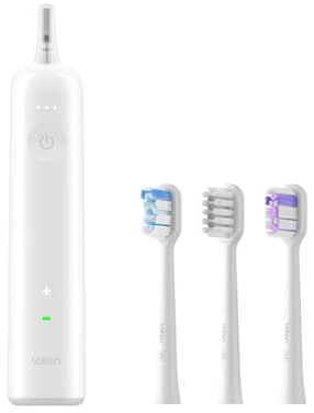 Laifen Wave elektrische Zahnbürste, Oszillation & Vibration elektrische Schallzahnbürste für Erwachsene mit 3 Bürstenköpfen, IPX7 wasserdicht magnetisch wiederaufladbar Reisezahnbürste (ABS weiß)
