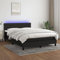 KOIECETA Boxspringbett mit Matratze LED Doppelbett Bett Polsterbett Bettgestell Bettrahmen Lattenrost Schlafzimmerbett Hotelbett Schwarz 140x200 cm Stoff