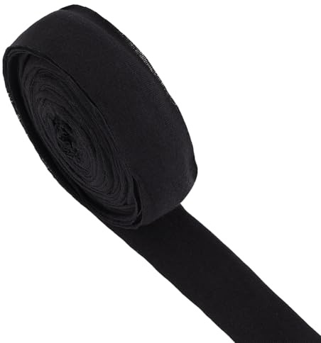 BENECREAT 13m Cotton Bias Bindnig Tape, 3cm Wide Black Single Fold Bias Tape for Sewing Seaming Hemming Piping Quilting Projects