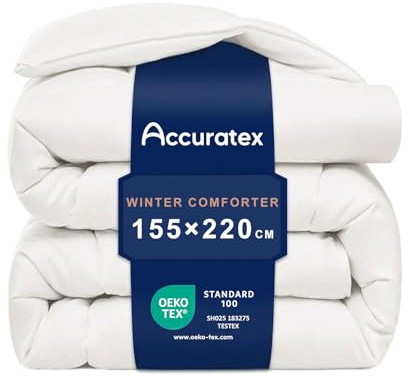 ACCURATEX Premium påslakan 155 x 220 cm, 450 GSM fluffig 0,9D mikrofiberfyllning, extra mjuk och andas, vinterfilt, allergivänligt (Oeko-TEX) med hörnband, maskintvättbar, vit