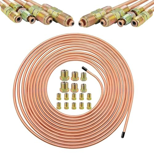 Tuyau de Ligne de Frein | Kit de Raccord de Ligne de Frein 4,75 mm Revêtu 7,6 m | Tube Flexible Anti-Rouille pour Réparation Automobile Hydraulique Industriel Domestique