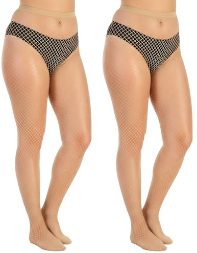 AHQiZFX Fishnet Stockings for Women, Nude Sexy High Waist Tights, 2 Pairs Mesh Stockings Pantyhose, Comfortable Elastic Fabric, Versatile Party Outfits | Fishnet Stockings Stockings Tights with High Waist Elastic Fishnet Stockings for Cosplay Halloween Christmas
