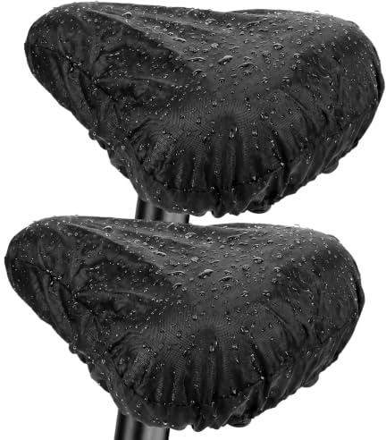 RAHHLIZS 2Pcs Bicycle Seat Rain Cover, Waterproof Bike Seat Cover Dustproof Rain Covers for Bicycle Saddle Outdoor and Indoor Bicycles Cushion Sun Dust Snow Protection (Black)
