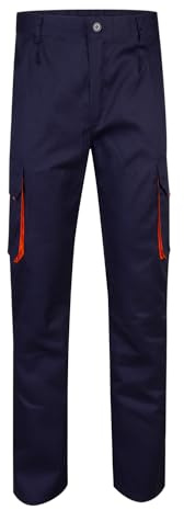 VELILLA 103004 Pantalón de Trabajo - Azul Marino y Naranja - Talla 44