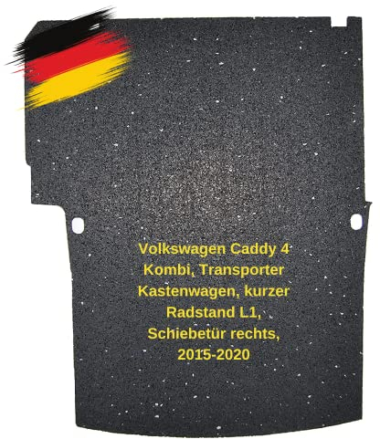 aruma® Antirutschmatte Laderaummatte kompatibel für VW Caddy 4 Kombi, Transporter Kastenwagen, kurzer Radstand L1, Schiebetür rechts, 2015-2020 | rutschfeste Unterlage | Schützt vor Verschmutzung
