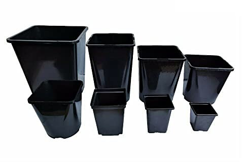 Elixir Gardens | Strong Square Black Recycled Plastic Hydroponic Pots | .25L / .75L / 1L / 2L / 3L / 4.5L / 5.5L / 11L Quantities 1-1000 | 1 Litre x 50