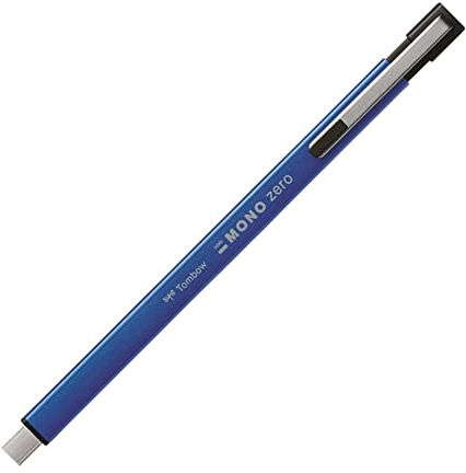 Tombow MONO zero Radierstift metal blue, präzises Radieren mit runder 2,3 mm Spitze, schlankes Gehäuse, nachfüllbar, recyceltes Material [EH-KUMS41]