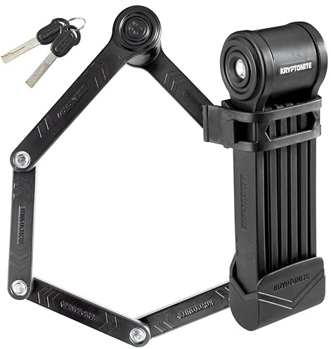 Kryptonite Keeper 585 Folding Bike Lock, Compact Lightweight High Security Anti-Theft Foldable Bicycle Lock with 2 Keys and Mount for E-Bikes Scooter Road Mountain Bikes, 85cm (33 in)