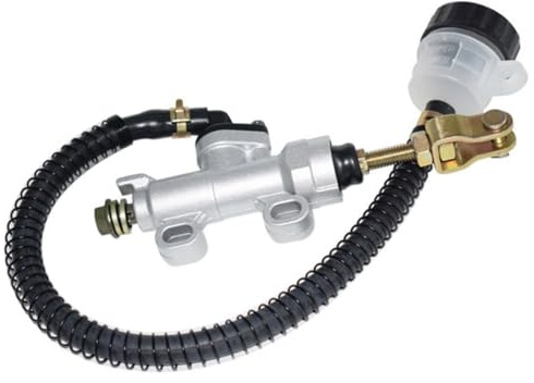 Akozon Huvudcylinder bakre bromspump, bakre broms huvudcylinder hydraulisk pump med tank för motorcykel dirt bike Atv (vit)