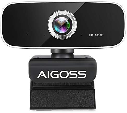 Aigoss Webcam Full HD 1080P con Micrófono Estéreo Cámara Web USB 2.0 para Videollamadas Panorámicas y Grabación Compatible con Windows, Mac y Android