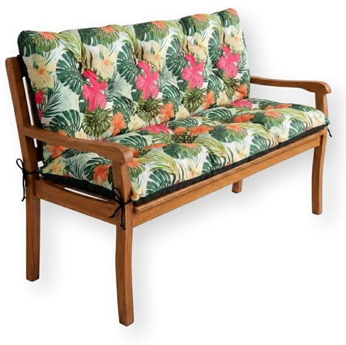 4L Textil Coussin de Banc de Jardin Coussin de balançoire hollywoodienne Coussin de Banc Coussin de Banc d'extérieur Coussin de Banc de Jardin (180x50x50 cm, Fleurs Vertes)