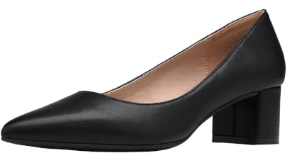 DREAM PAIRS Escarpins Femme Élégants à Talon Bas Bout Pointu Chaussures Confortables Style Classique,Size 38,Noir/PU,DPU212