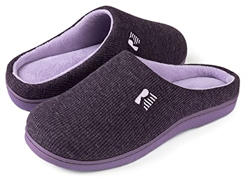 RockDove Women's Original Two-Tone Memory Foam Slipper, Size 5/6 UK Women, Eggplant