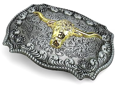 PARFCO Gürtelschnallen zum Wechseln, Cowboy Gürtelschnalle, Western Gürtelschnalle 84 x 62 mm, Einzigartiges Design, Klickverschluss Metall für Gürtel, Handtaschen und Lederwaren