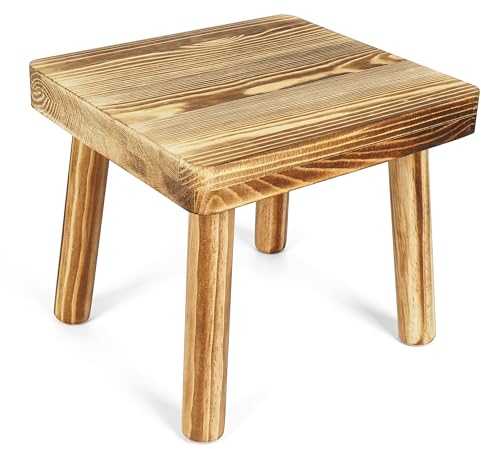 Belle Vous Niedriger Holzhocker - Tritthocker - Hocker Holz - Pflanzenhocker - Blumenhocker - 21,5 cm - Für Badezimmer, Küche oder den Außenbereich - Fußbank - Kinderhocker