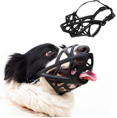 PETCUTE Munkorgar för hundar, mjuk munkorg för hundar med reflekterande ränder, justerbara hundmunkorgar, för små, medelstora och stora hundar, förhindrar skällning, bitning och tuggning