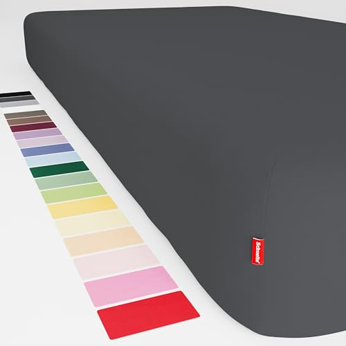 Schuette® Spannbettlaken • 200x220 cm • Wow! Kollektion: Shades of Earl Gray (Dunkelgrau) • 100% Superfluff Baumwolle, Blickdicht, Faltenfrei • mit Rundumgummi • Matratzenhöhe bis 20 cm