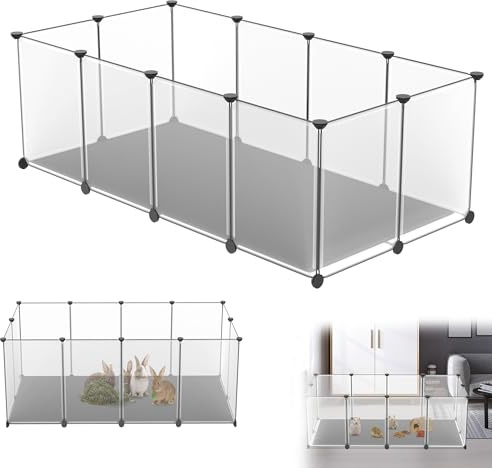 YRHome Recinto para conejos, conejos, cobayas, jaula para animales pequeños, para interior y exterior, 125 x 63 x 42 cm, con mate transparente