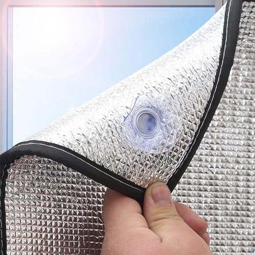 Total mörkläggningsfönsterfilm,Aluminiumfolie isoleringsfilm,anti-UV solskyddsfilm,anti-bländning reflekterande film,Mörkläggning fönsterfilm,för Balkong/solrum,med sugkoppar,8.0 mm(110x190 cm)