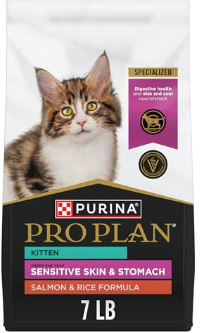 Purina Pro Plan Sensitive Skin and Stomach Kitten Food Salmon and Rice Formula - 7 lb.