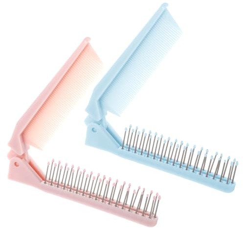 Mabor 2 Pcs Travel Comb for Women, Double Headed Foldable Mini Compact Folding Hair Brush Portable Anti-Static Small Comb for All Hair Types for Women Men