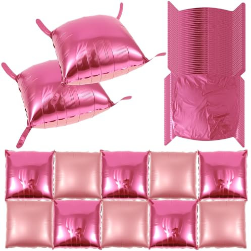 Palloncini in pellicola rosa, 55 x 55 cm, sfondo quadrato da parete Mylar palloncini, riutilizzabili in alluminio per laurea, matrimonio, compleanno, festa (48 pezzi)