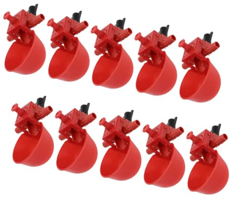 Alasum Lot de 10 Abreuvoirs pour Poussins Rouges en Plastique Réglables, Distributeurs D’Eau pour Poulets Et Pigeons, Accessoires D’Alimentation Pratiques pour Élevage en Plein Air