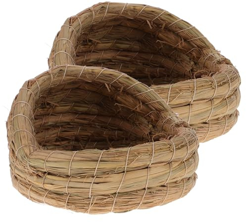 Ciieeo Lot de 2 Nids Tressés en Paille pour Poules Cabane Tressée Petite Taille Nid à Poules Ventilé et Naturel pour Ponte et Élevage D’Oiseaux de Basse-Cour Pigeons et Petits