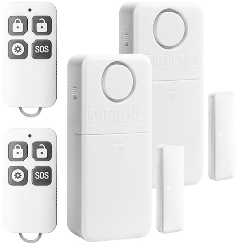 2 paquetes de alarmas de ventana antirrobo, alarma de puerta de 130 dB con mando a distancia, sistema de alarma inalámbrico para casa y negocio, 4 modos de alarma + sensor magnético, protección