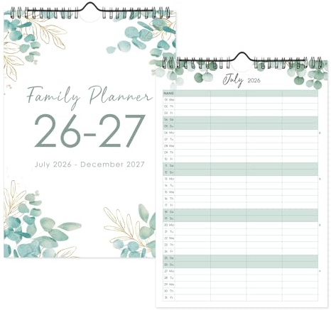 2026-2027 Family Calendar, 4 Column Wall Planner, Jul. 2026 - Dec. 2027
