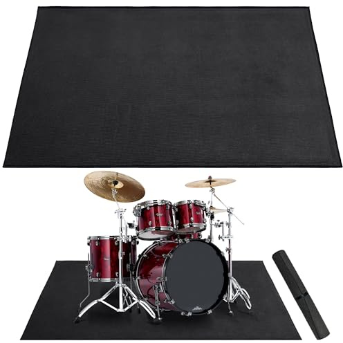 Alyoen Alfombra para batería de 120 x 160 cm, con Base Antideslizante y Aislamiento acústico, Alfombra de Tambor para batería eléctrica, Accesorios de Tambor, Regalo para Bateristas, Color Negro