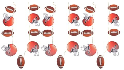 Angoily Guirnalda de Fútbol Americano de Papel Brillante, 3 Tiras Colgantes con Diseño de Casco de Rugby, Decoración Deportiva para Fiestas Infantiles y Cumpleaños Temáticos