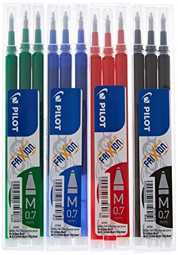 Pilot Frixion Ball Tintenroller - 4 Ersatzminensets zu je 3 Stk. (1, sortiert)