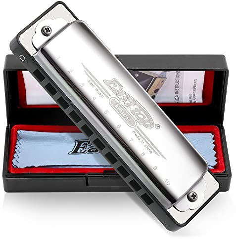 East top Blues Harmonica, 10 Holes C Key Beginner Harmonica for Kids Children Adults and Students (T004-C)